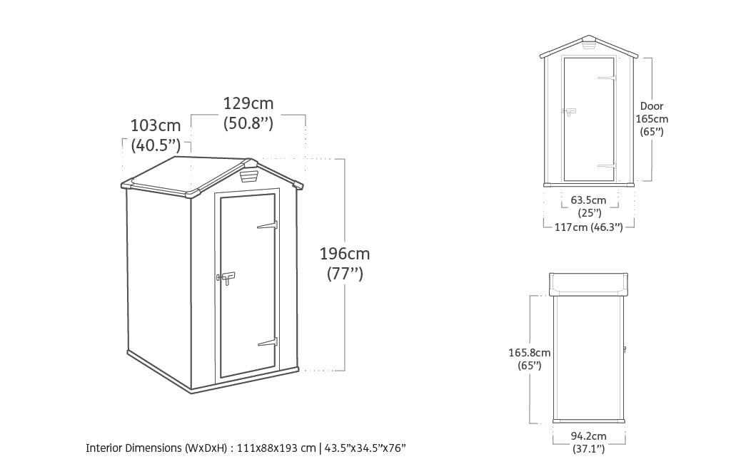 Keter Manor Outdoor Garden Storage Shed, Grey, 4 x 3 ft