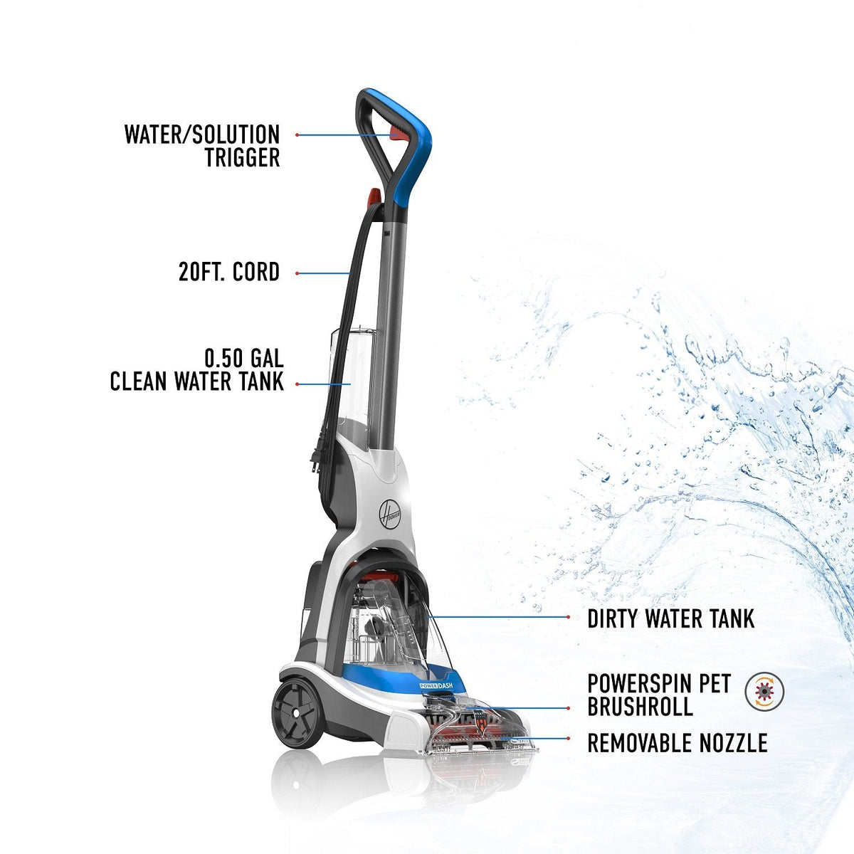 Hoover Power Dash Pet Carpet Cleaner, FH50700