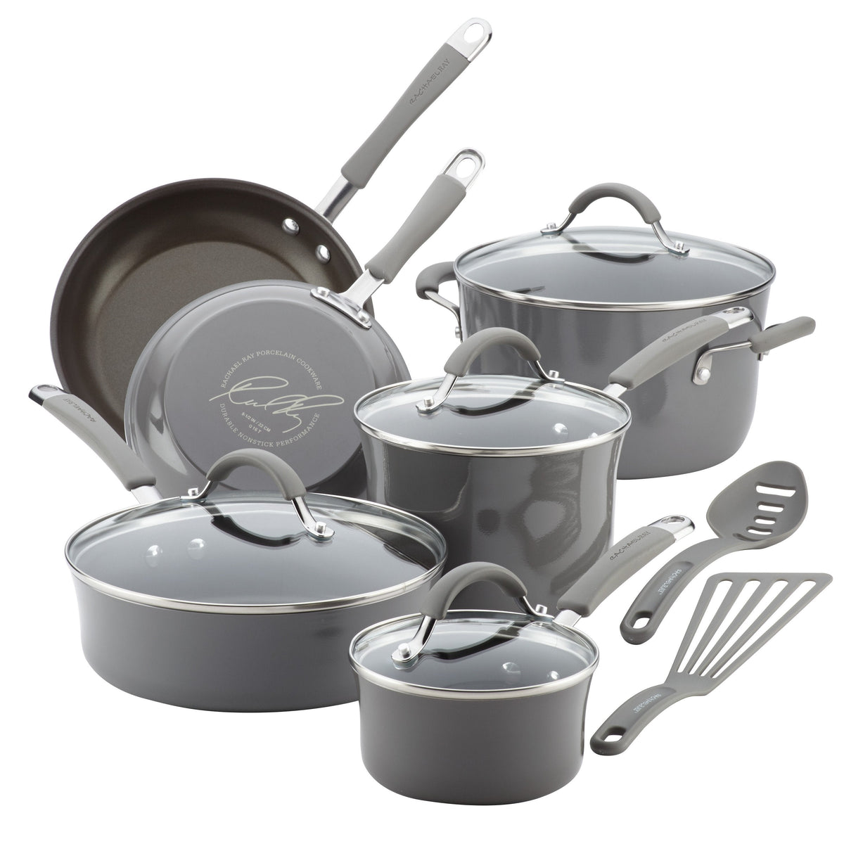 Rachael Ray Cucina Hard Enamel Nonstick 12-Piece Cookware Set