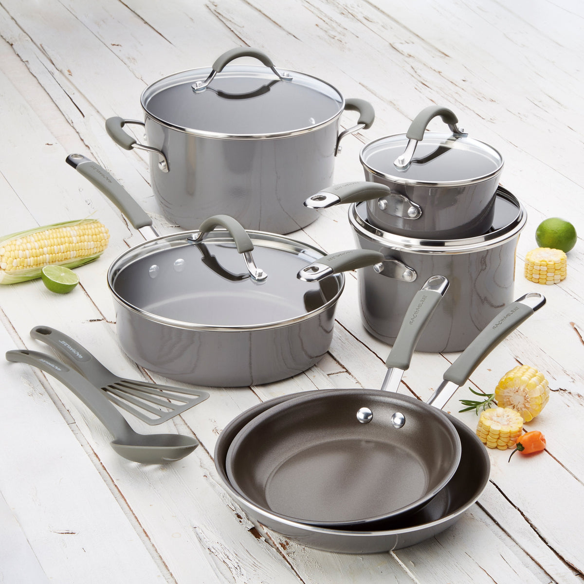 Rachael Ray Cucina Hard Enamel Nonstick 12-Piece Cookware Set