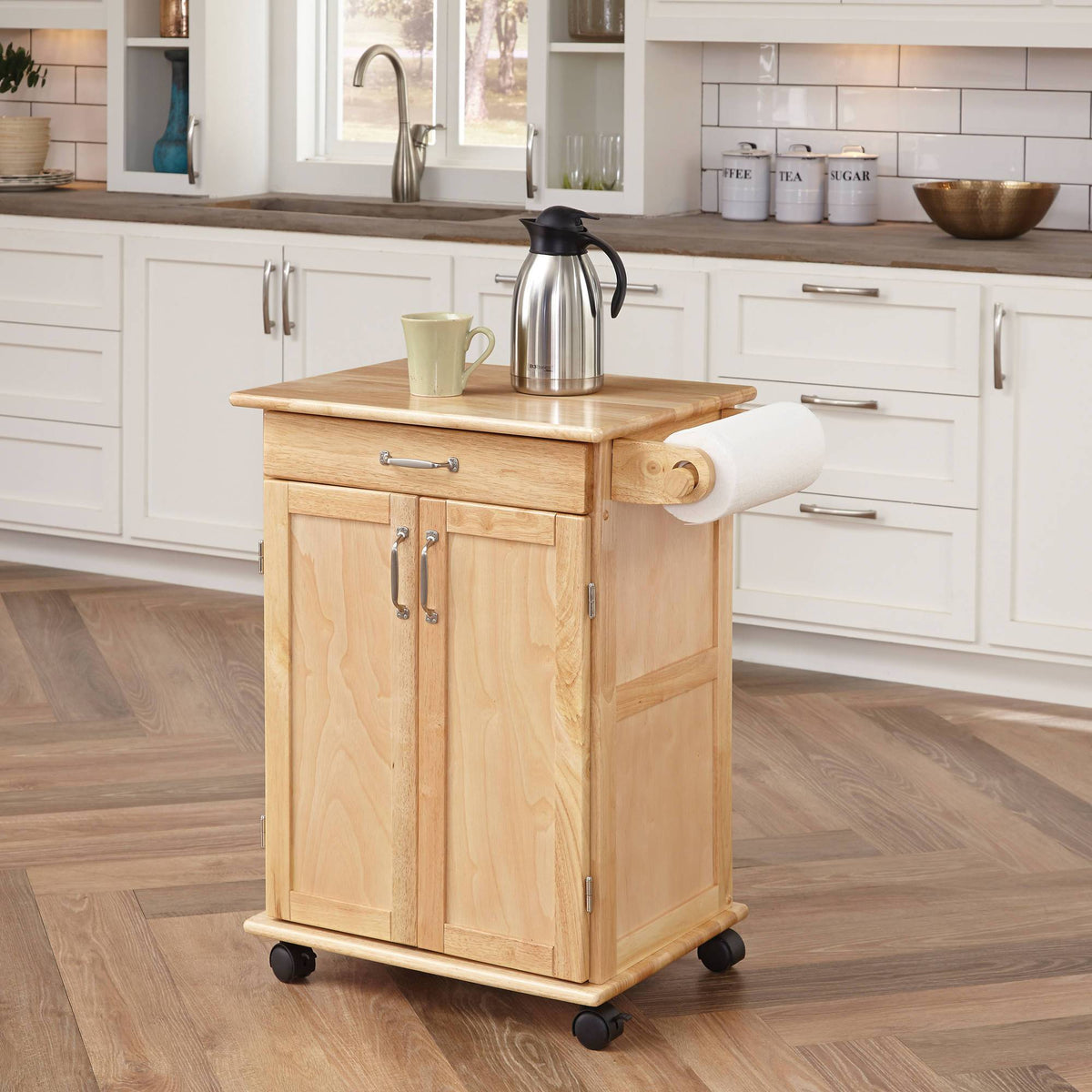 Home Styles Solid Wood Kitchen Cart, Natural