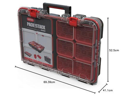 Keter Stack n' Roll Modular DIY Tool Storage System Cart with Wheels, Stackable, Lightweight, Durable, Water Resistant, Black