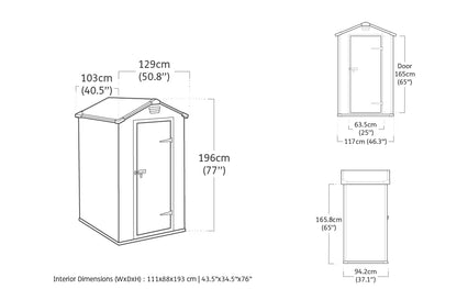 Keter Manor Outdoor Garden Storage Shed, Grey, 4 x 3 ft