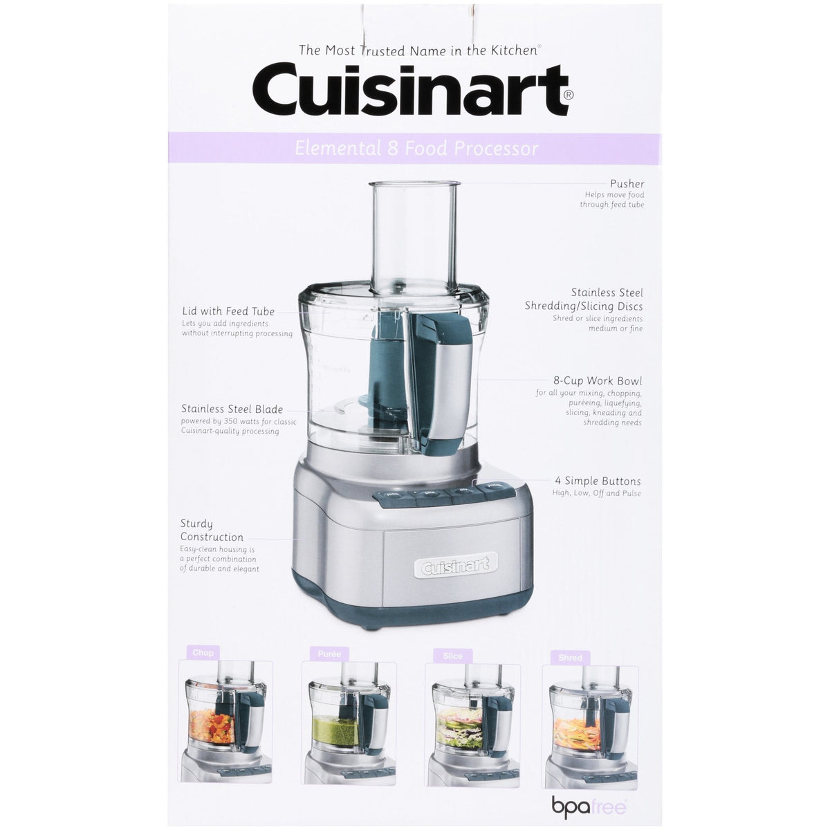 Cuisinart Elemental 8-Cup Food Processor, Silver (FP-8SV)
