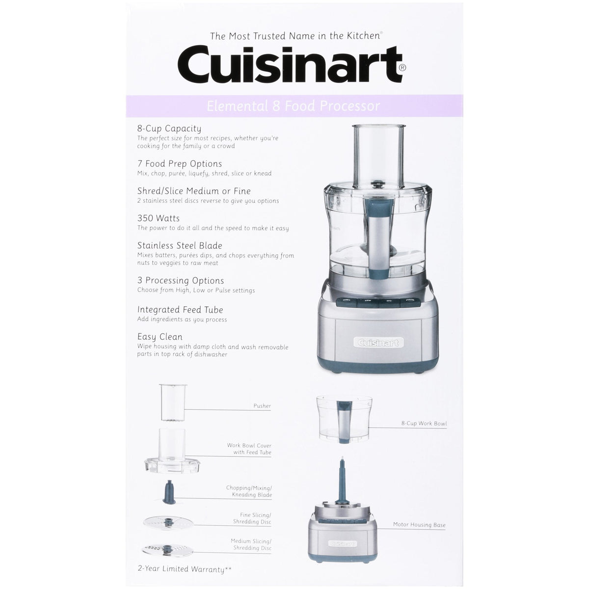 Cuisinart Elemental 8-Cup Food Processor, Silver (FP-8SV)