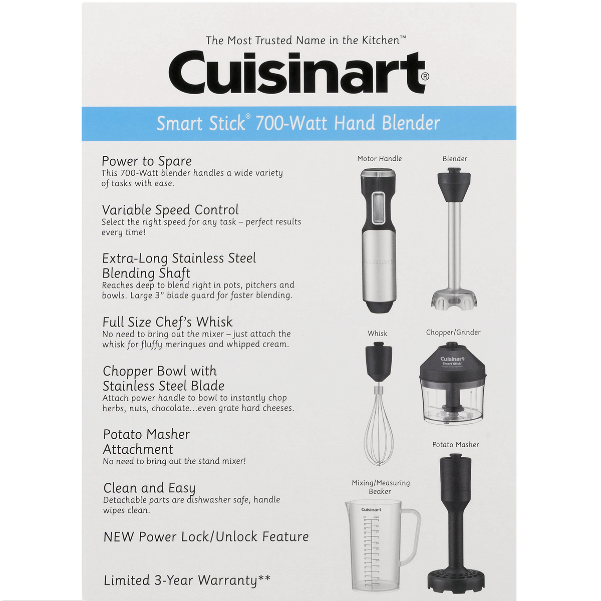 Cuisinart Smart Stick Variable Speed Hand Blender with Potato Masher