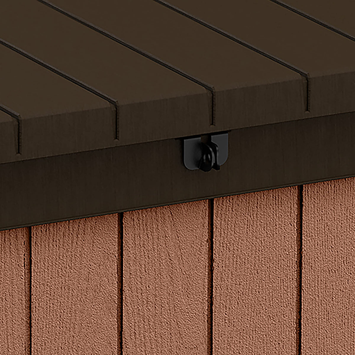 Keter Darwin 380L Outdoor Garden Furniture Storage Box Brown Evotech+ Wood Look and Feel | Fade Free | All Weather Resistant | Safe and Secure | Zero Maintenance | 2 year Warranty