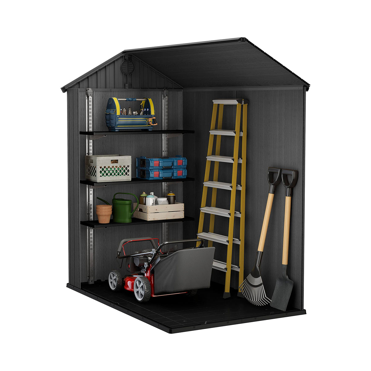 Keter Darwin Outdoor Apex Single Door Garden Storage Shed 6 x 4ft Grey Wood Look and Feel | Fade Free | All Weather Resistant | Safe and Secure | Zero Maintenance | 15 year Warranty