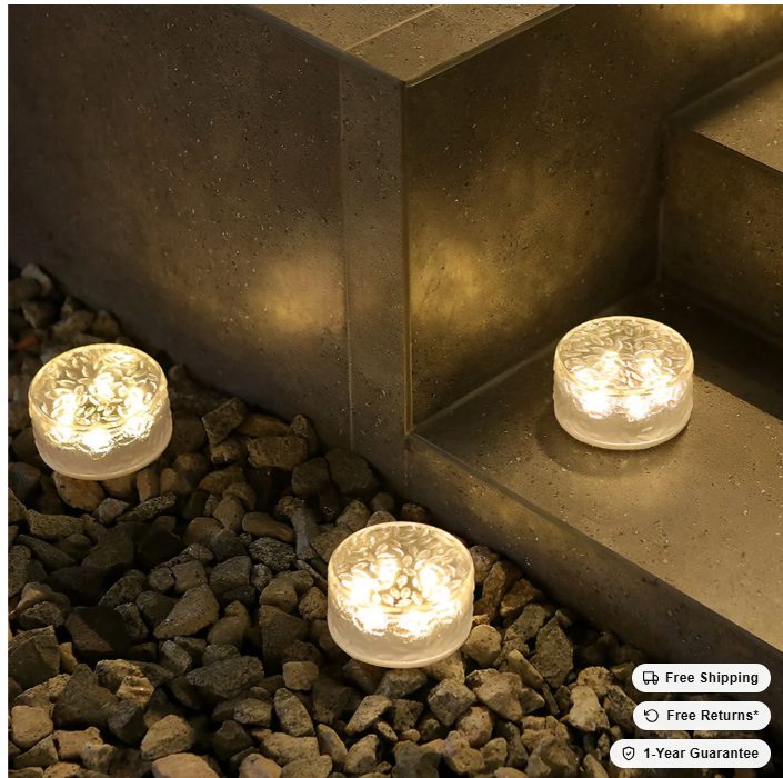 4 Pcs Integrated LED Round Ice Bricks Lights Steps Lighting for Christmas Ambience | Kalsten