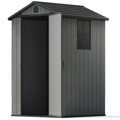 Pro Grade 4ft x 6ft Premium Plastic Garden Shed - Grey Wood Touch Texture