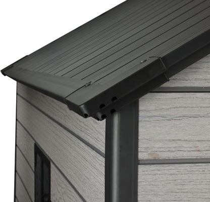 Pro Grade 4ft x 6ft Premium Plastic Garden Shed - Grey Wood Touch Texture