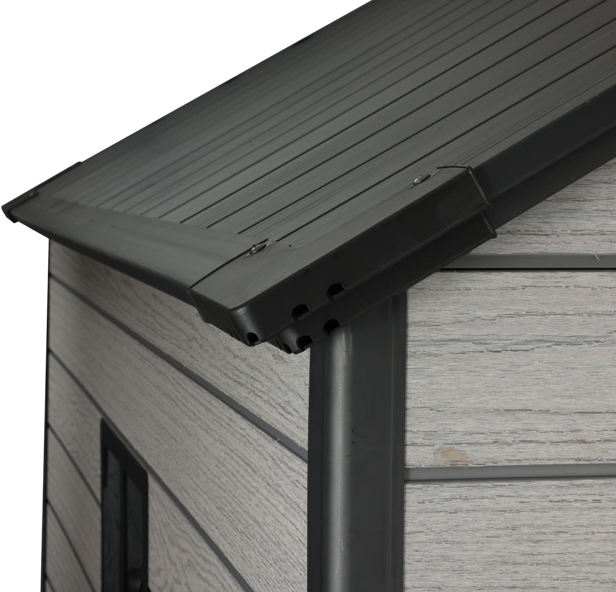 Pro Grade 6ft x 4ft Premium Plastic Garden Shed Double Door - Grey Wood Touch Texture