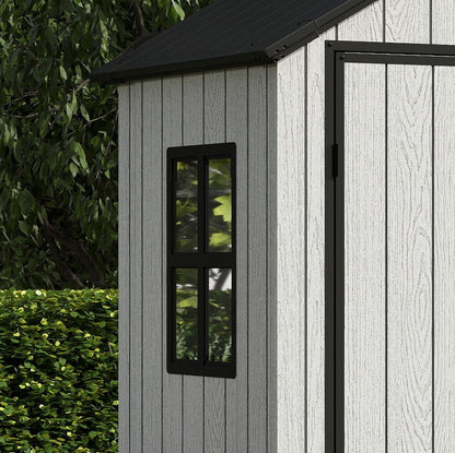 Pro Grade 4ft x 6ft Premium Plastic Garden Shed - Grey Wood Touch Texture
